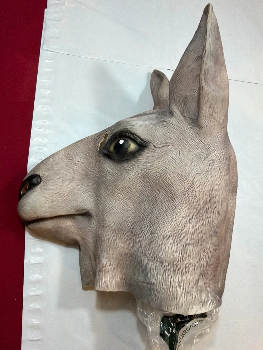 Kangaroo Head Gray Animal Mask Latex Adult Size Halloween Masquerade Long Ears